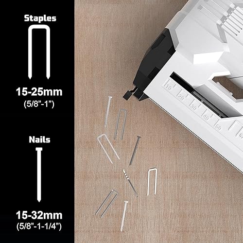 Miniatura 2 de Bielmeier Clavadora inalámbrica de 20 V, pistola de clavos de calibre 18 2 en 1 alimentada por batería, pistola de grapas eléctrica para tapicería,