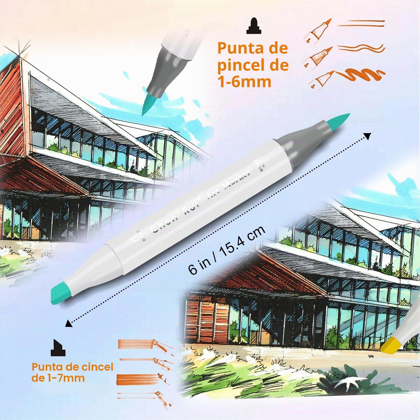 Chen Rui 80 Rotuladores Alcohol con App Markers Doble Punta Pincel y Ancha