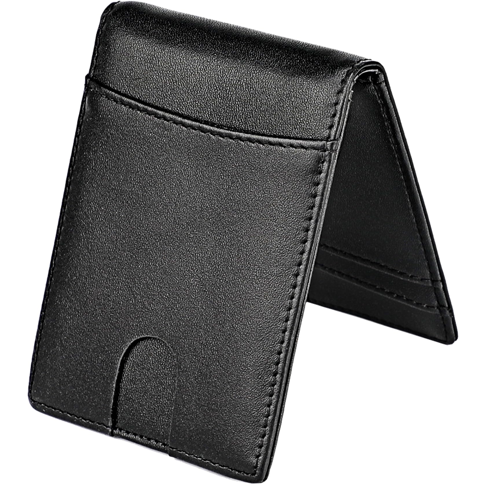Wallet, Men's Wallet Slim Minimalist Folding Card Holder with Front Pocket, ID Window, and Metal Money Clip Carbon Fiber Anti-Theft Card Holder Black, for Mens