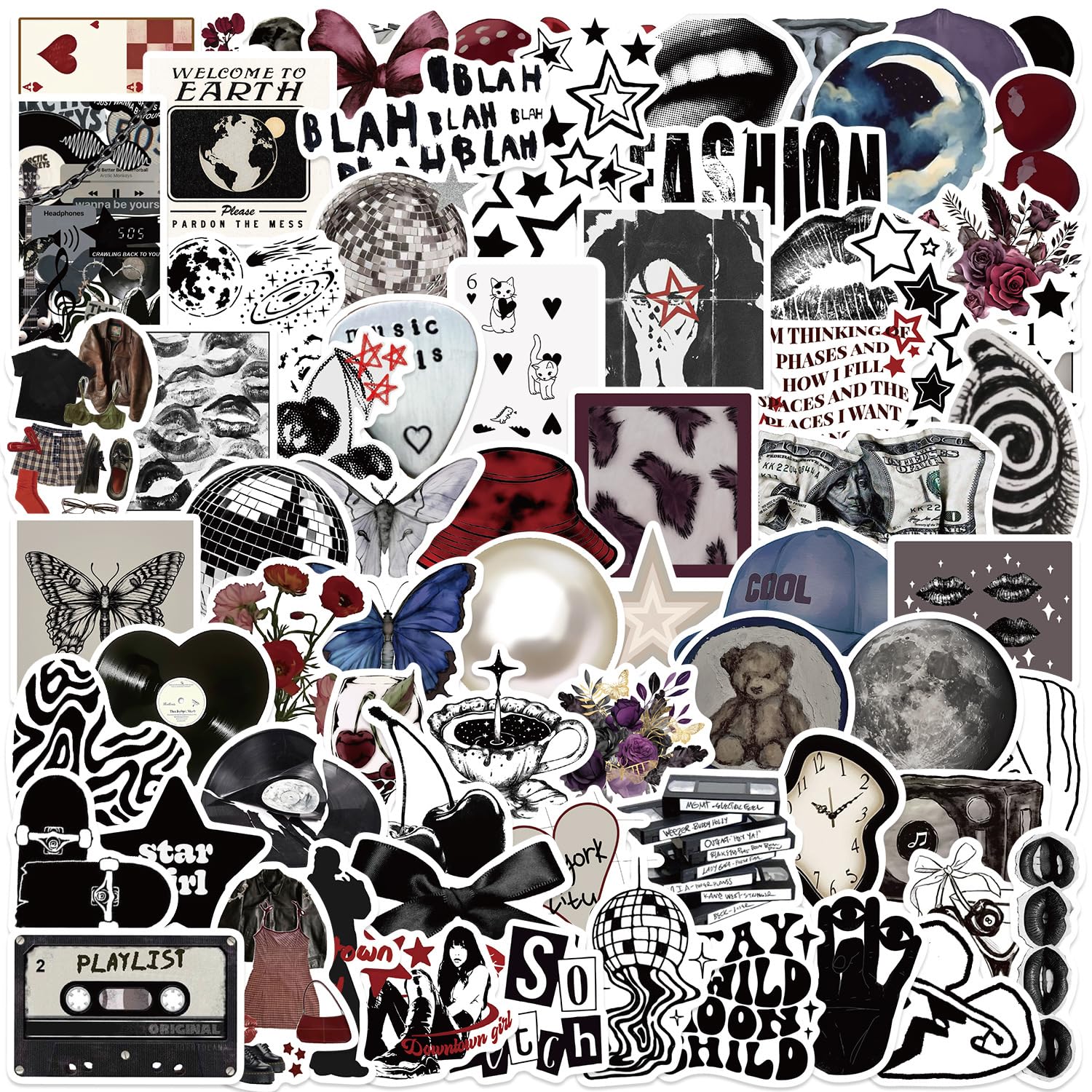 100 PCS Y2K Aesthetic Stickers Pack - Waterproof Vinyl Decals for Laptop Water Bottle, Skateboard, Y2k Stickers