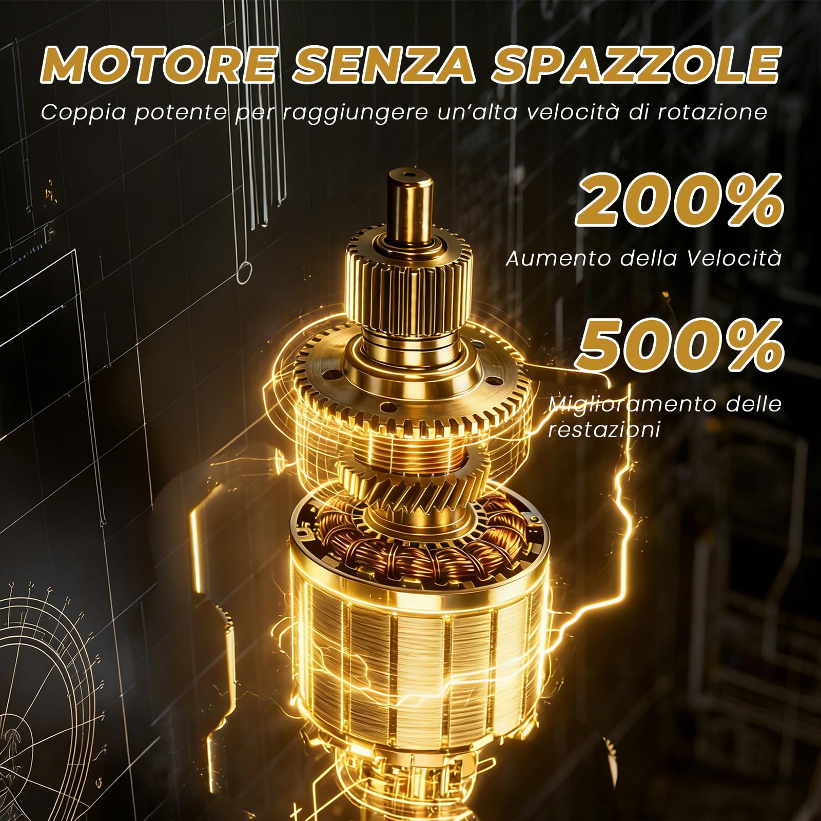 HOVIN Aspirabriciole Senza Fili, 24000Pa Aspirapolvere Auto Portatile, Aspiratore e Soffiatore con Motore Brushless, per la cucina, l’automobile, la casa, i peli di animali (Nero e oro)