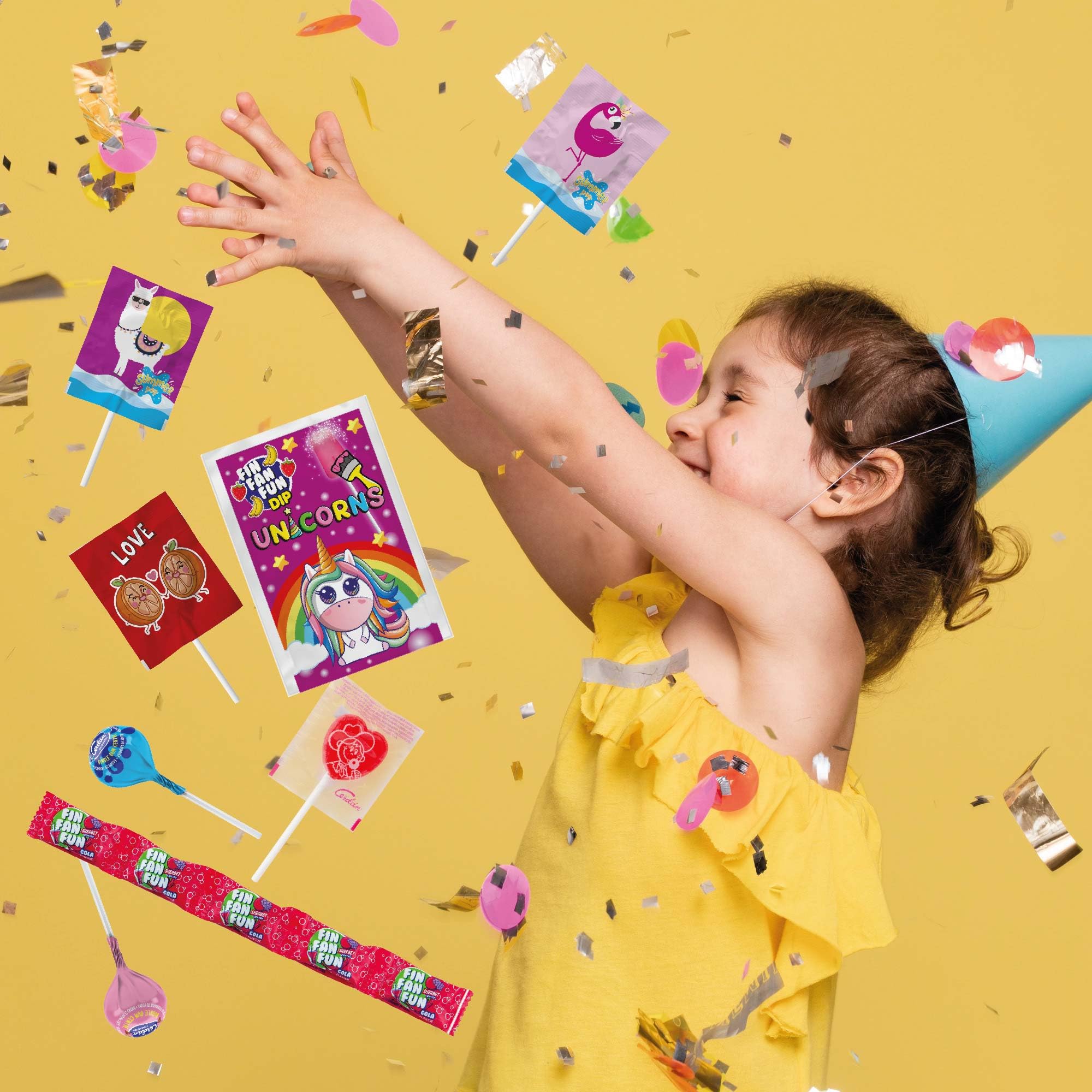 Caramelos Cerdán | Party Mix- Pack de 100 Caramelos y Chuches de Sabores Surtidos - Relleno de Piñata Sin Gluten - Ideal para Bolsas de Cumpleaños, Comuniones, Bautizos o Fiestas