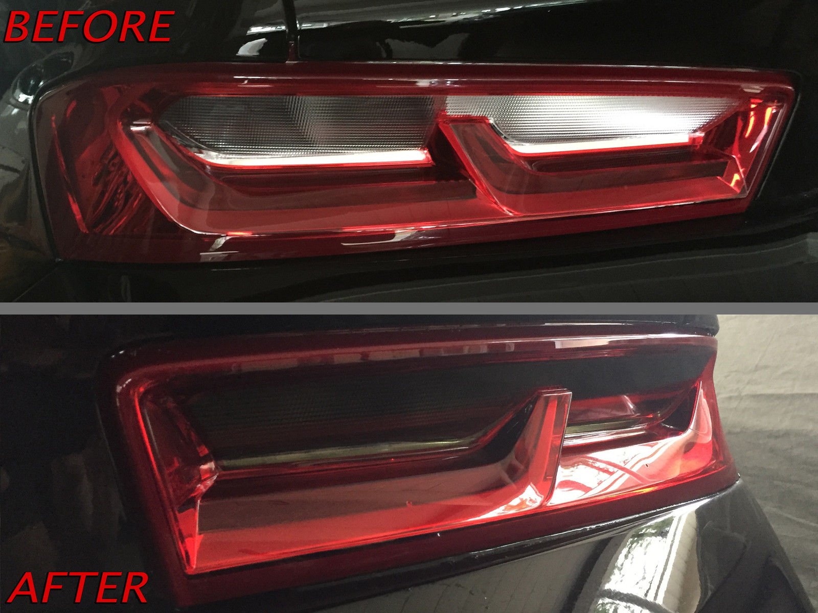 Precut Vinyl Tint Cover for 2016-2018 Chevrolet Camaro Taillights (20% Dark Smoke)