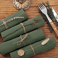 Vista 5 de Socomi Servilletas de Tela Verde para Otoño y Acción de Gracias, Lavables y Reutilizables, Juego de 4 de 43x43 cm, de Lino y Algodón, para Bodas