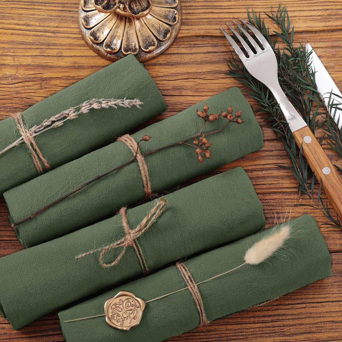 Servilletas De Tela Blancas Socomi Juego De 8 Servilletas De Lino, Color  Verde, Para Pascua, Primavera,, image size:1200x1200