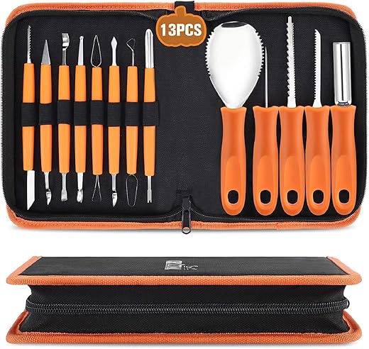 Pumpkin Carving Kit Tools Halloween, 13PCS Professional Heavy…