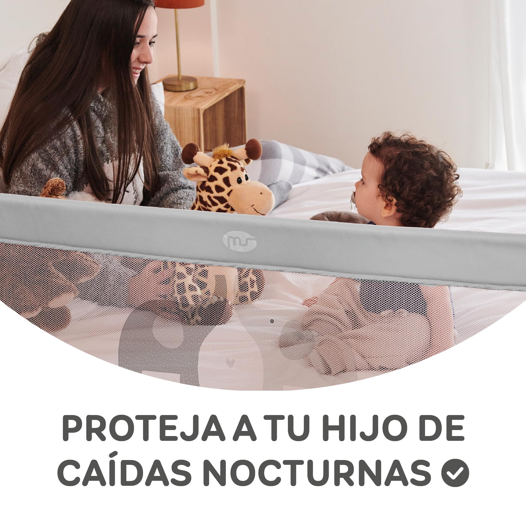 Ms BabyWorld - Barrière De Lit Nid Pour Bébé 150 Cm | Barrière De Sécurité Rabattable Avec 2 Hauteurs Réglables | Protection Anti-Chute Pour Lit Enfant Ou Adolescent, Gris