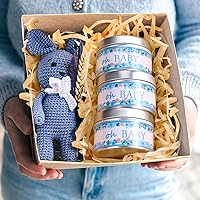 Vista 6 de Funtery 12 velas de fiesta de baby shower para invitados, velas perfumadas de lavanda, velas rústicas para revelación de género (brotes)