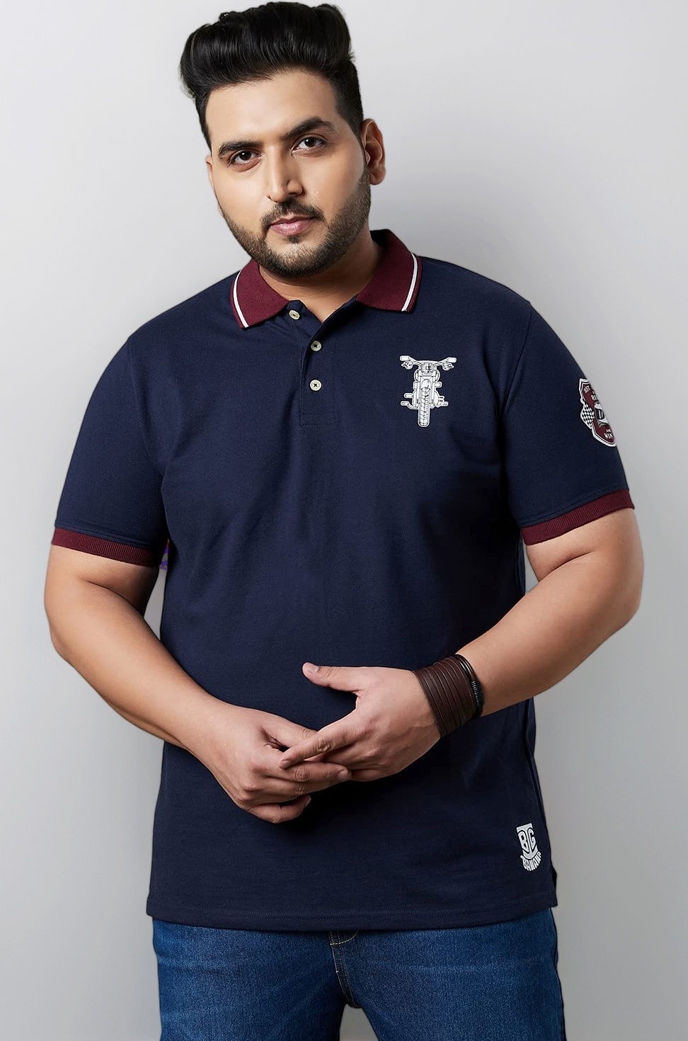 Plus Size Men's Regular Fit Solid Polo Tshirt