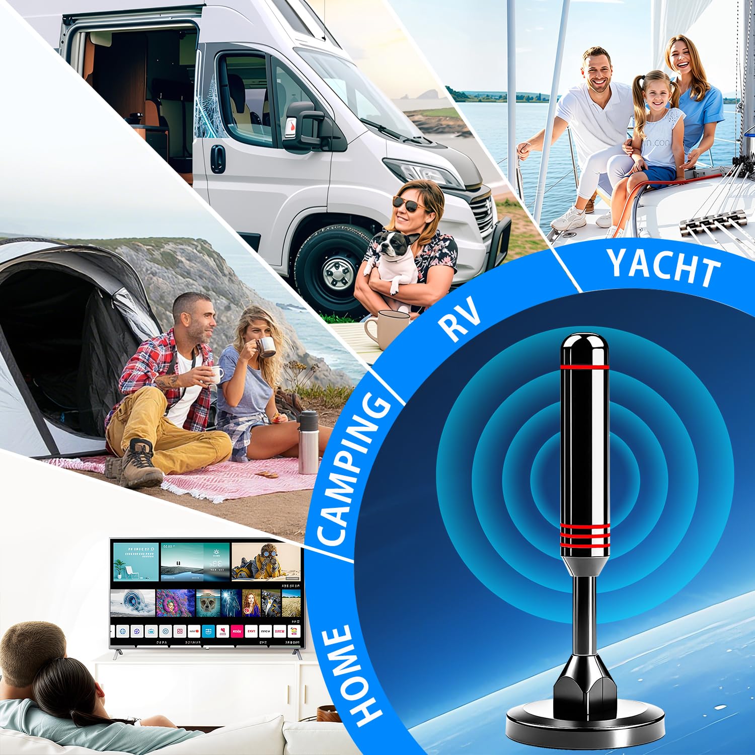 Antena de TV para Smart TV Interior, Antena Digital de Interior 2026 con Base magnética Fuerte, Antena de TV de recepción de 360° y Largo Alcance para Canales Locales, Antena Digital HD de fácil