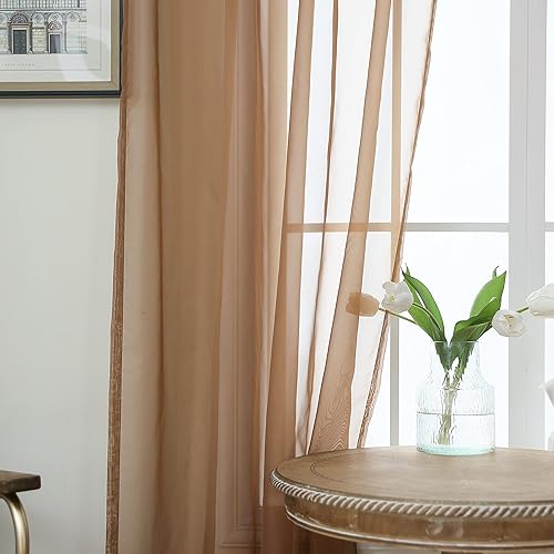 Miniatura 7 de Cortinas traslúcidas para ventana, 42 pulgadas de ancho x 63 pulgadas de largo cada uno, 2 paneles de cortinas traslúcidas, bolsillo para barra de