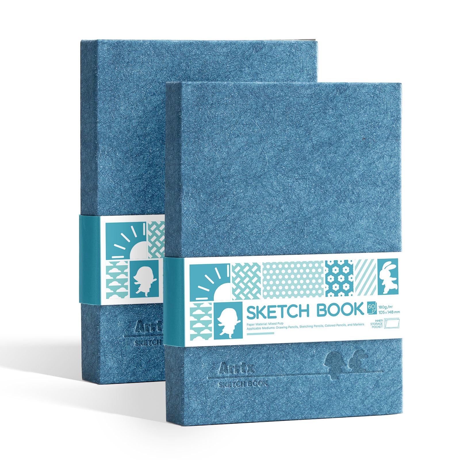 Arrtx Sketchbook, A6 120 Sheets/240Pages(2 Pack) 180GSM/90lb, Artists Hardcover Sketchbook