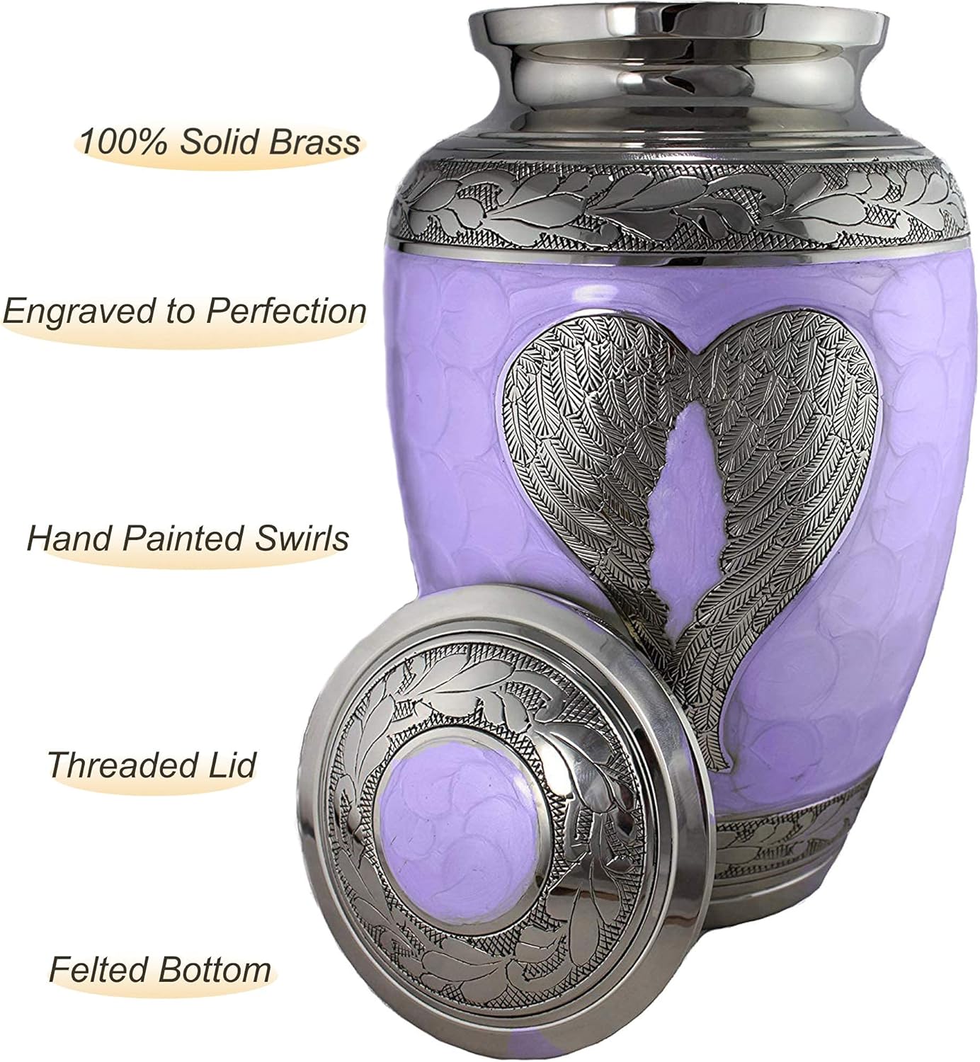 Lilac Loving Angel Cremation Urn for Adult Ashes with Matching Funeral Guest Book