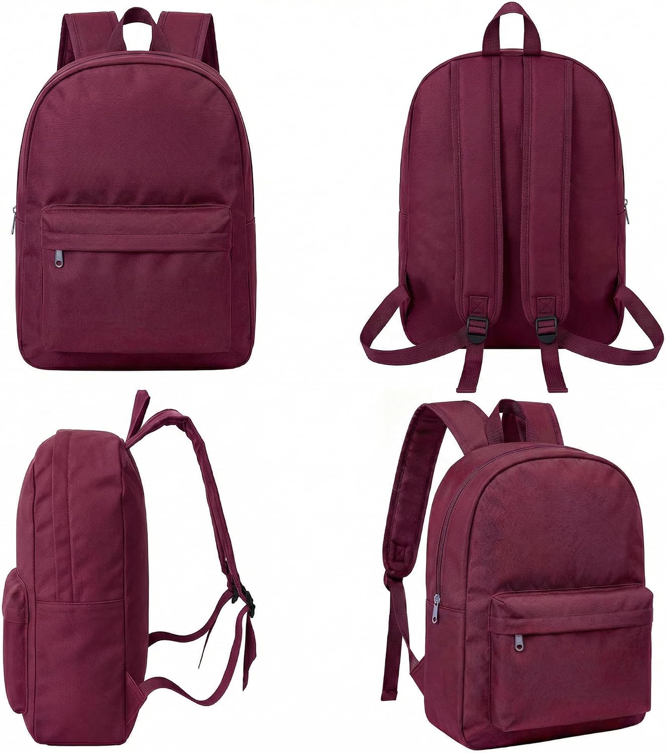 48 Pack 17'' Backpacks for School -Bulk Duty Bookbags Wholesale Classic Back Pack Basic Lightweight Outdoor Travel Gym Corporate Events Bag for Elementary, Middle & High School ,12 Assorted Colors