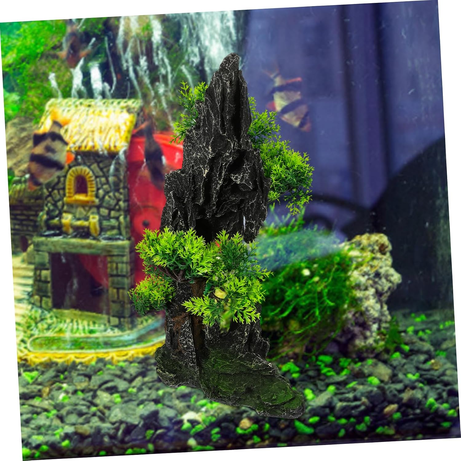 Abaodam Aquarium Rockery Resin Landscape Ornament for Fish Tank Realistic Mountain Decoration for Fish Tank Landscaping and Stable Decor Compact for Easy Placement