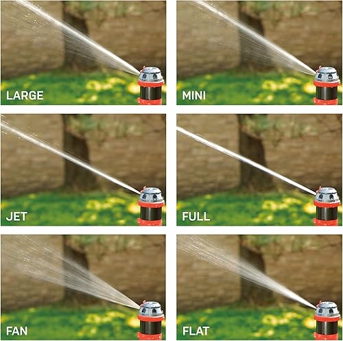 Miniatura 3 de Eden Paquete de rociadores de jardín de accionamiento de engranajes rotativos móviles ajustables de metal de 6 patrones con manguera de jardín