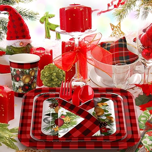 Miniatura 6 de Juego de vajilla de 350 piezas de suministros de fiesta, juego de vajilla para 50 platos de papel de invitados, servilletas, tazas, cuchillo,