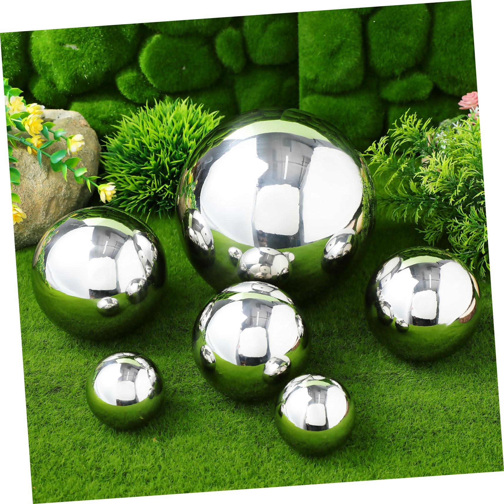 CLISPEED 6stücke Edelstahl-gartenkugel Spiegelpoliert Hohl Für Außenbereich Dekoration Kleine Gartenkugeln Metallkugel Pool-gartenkugeln Gartenkugeln Für Terrasse Und Garten