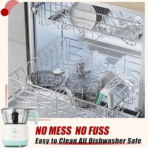 Miniatura 7 de Procesador eléctrico de alimentos con 4.5 tazas (33.8 fl oz) picadora de verduras y picadora de carne, sin BPA, hoja de acero inoxidable para picar,