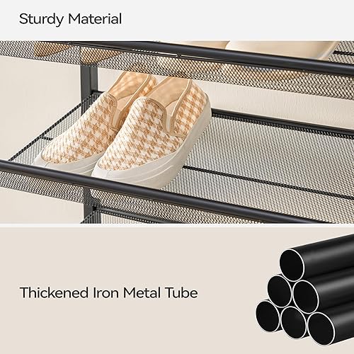 Miniatura 6 de Zapatero, organizador de zapatos de metal grande, capacidad máxima para 50 pares, estante de almacenamiento de zapatos de 8 niveles para garaje