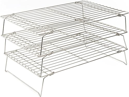 Ultra Cuisine Rejilla de enfriamiento resistente de 3 niveles, 16" x 10" para cocinar y hornear - Rejilla para hornear profesional de grado premium