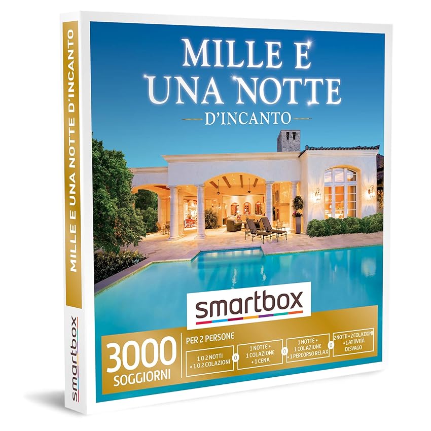 Smartbox - Mille e Una Notte d'Incanto Cofanetto Regalo Idea Originale per Coppia, 1 o 2 Notti con Colazione o 1 Notte con Colazione e Cena o percorso Relax per 2 Persone