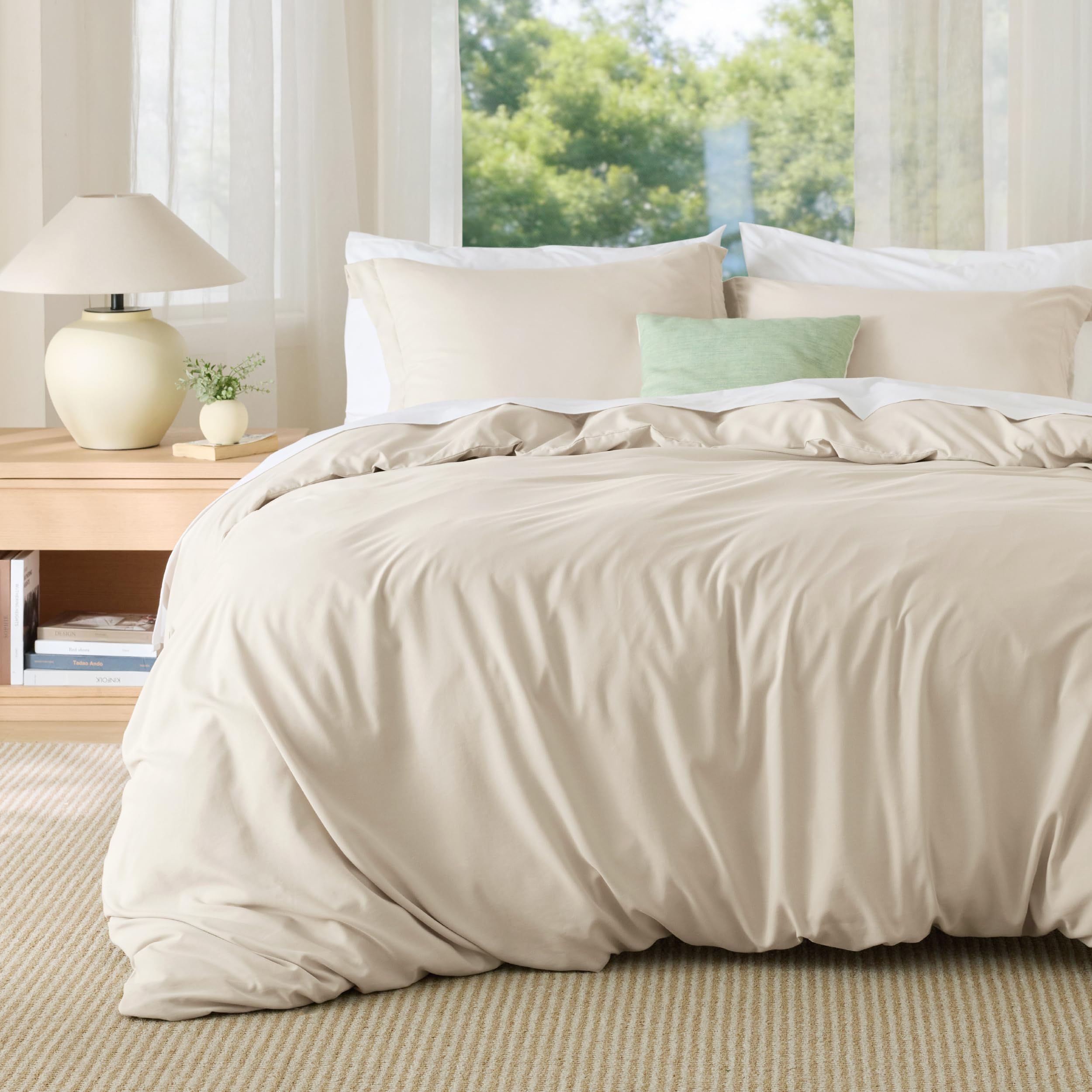 Bedsure Cal King Duvet Cover, Soft Double Brushed Bedding, Beige, 3Pcs