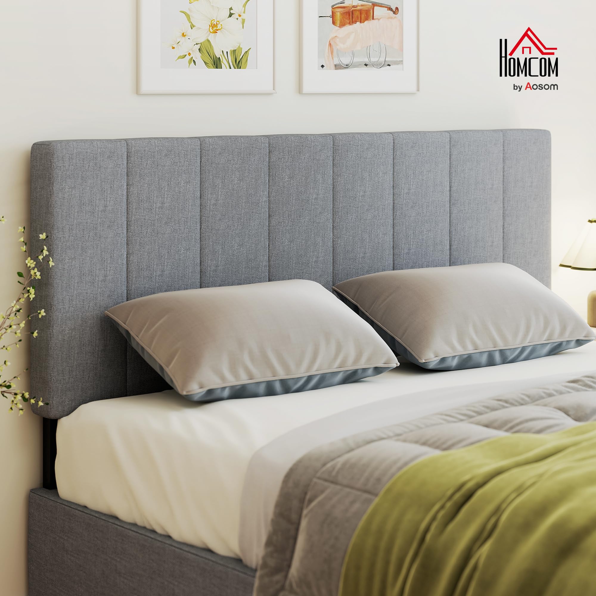 HOMCOM Kopfteil 3-Fach Höhenverstellbar 160 x 10 x 106/116/126 cm Grau