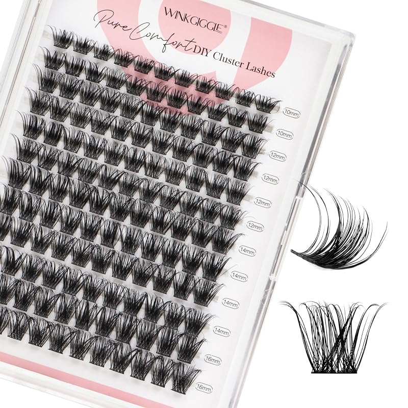 Cílios postiços em tufos WINKGIGGLE A14, curvatura D, 10 a 16 mm, 144 unidades