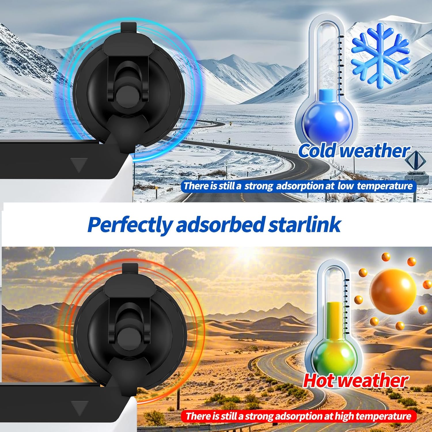 Starlink Mini Antenna Suction Cup Mount for Car Sunroofs & Windows - Quad Shockproof Suction Cups with Anti-Vibration Grip, Secure Anti-Slip Bracket for RVs, Boats, Road Trips on Bumpy Roads