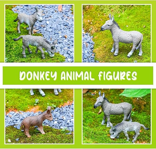 Miniatura 3 de Deekin 9 piezas de figura de burro en miniatura de juguete de burro pequeño de plástico figura de animales recuerdos de fiesta juguetes de granja