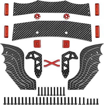 LRFHL Carbon Fiber Rear Wing Adjustable RC Tail Rear Wing Upgrade Part for 1/7 ARRMA Limitless V2 F1 RC Car, Red