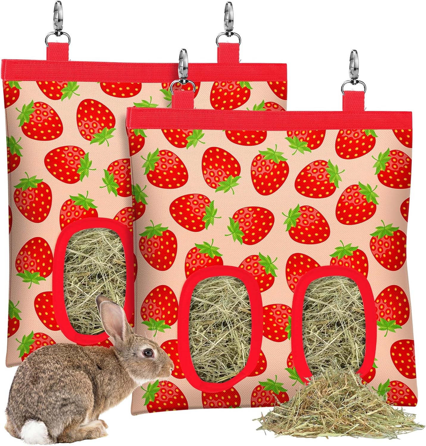 2PCS Rabbit Hay Feeder,Bunny Hay Bag for Rabbits,Rabbit