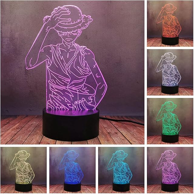 Monkey D Luffy Zoro Night Light, Japan Anime 3D LED Lamp, 16 Color Change Desk Lamp with Remote Control, Home Bedroom Art Decor Birthday Christmas Party Toy Gift for Kids Baby Teen