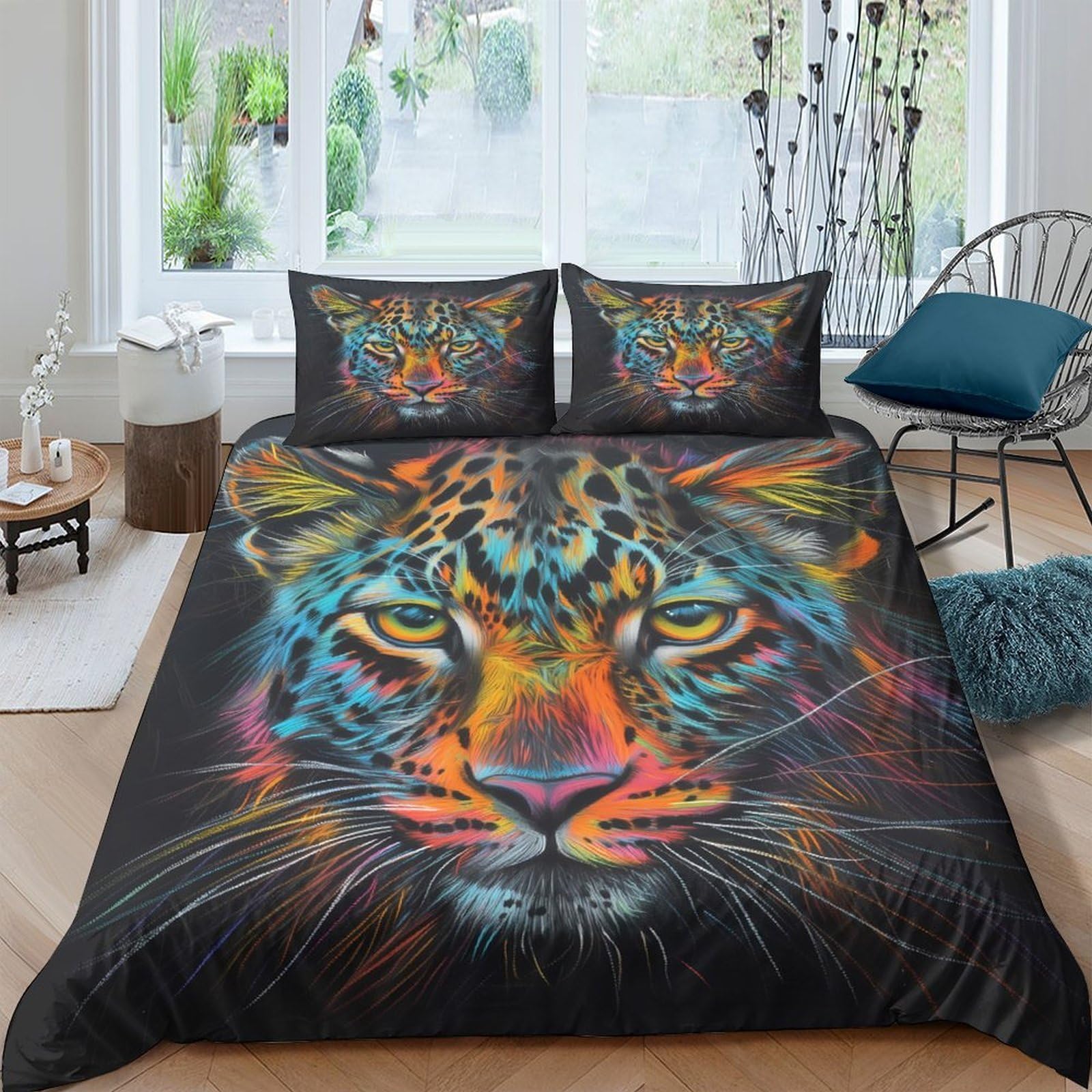Ctjqhvkz Style-7 3D Printed Colorful Leopard Fitted Sheet Microfiber Soft Breathable Wild Animal Mattress Cover For Bedroom Guest Room Decor Single（135X200cm）