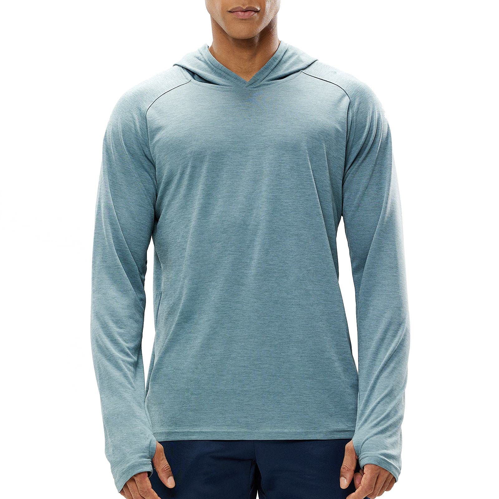 HaimontMen's Sun Hoodie Long Sleeve UPF 50+ UV Protection Fishing Shirt Lightweight Quick Dry Athletic with Thumbholes