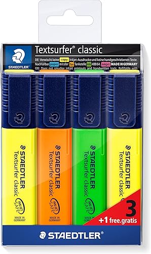 STAEDTLER 364-S WP4P Resaltador Textsurfer clásico que contiene 3 + 1