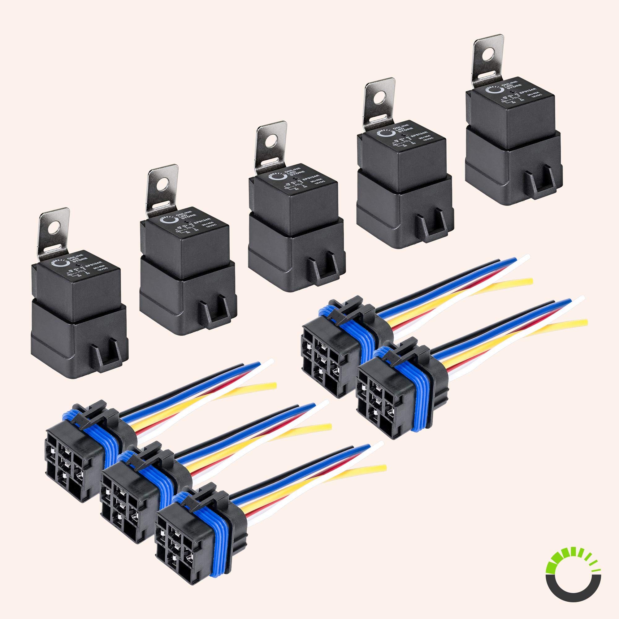 Buy 5 Pack 5Pin 12V Bosch Style Waterproof Relay Kit [Harness Socket