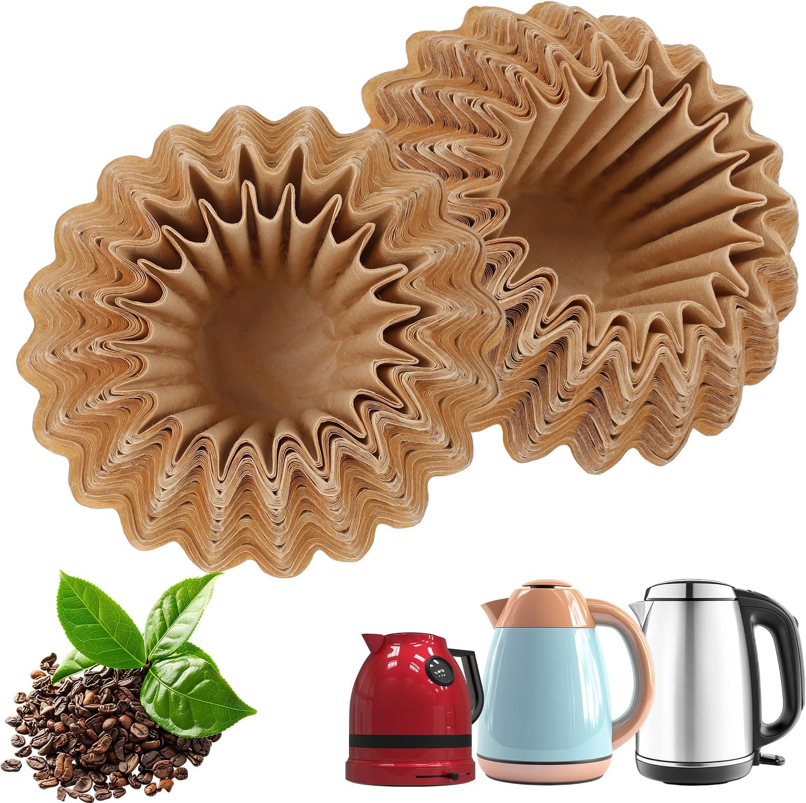 Pack of 100 Coffee Filter Paper, Basket Filter Bags, Practical Basket Filter Coffee Filter, Coffee Filter Paper, for Office, Home, Café, Coffee Machine, Coffee Paper Filter