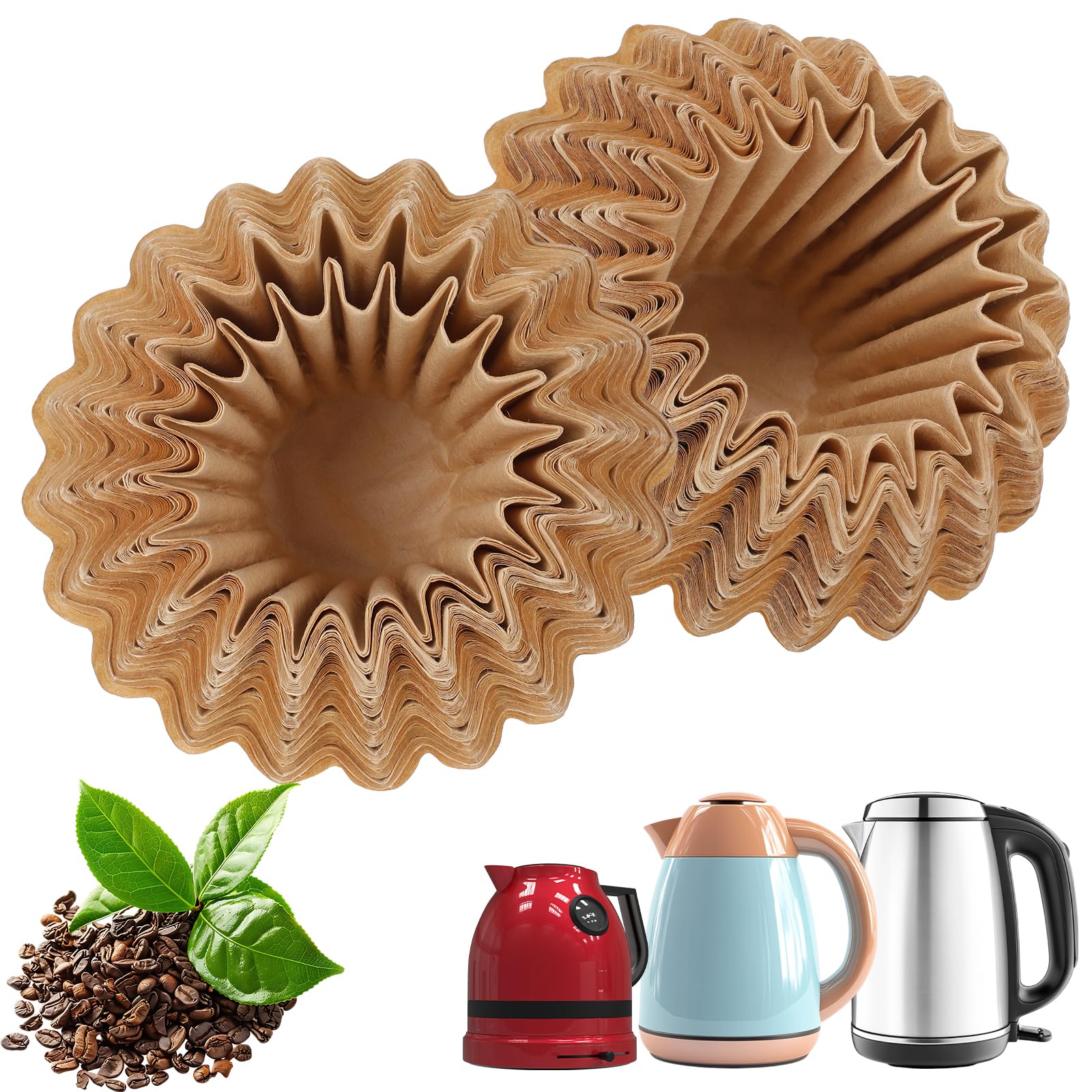 Pack of 100 Coffee Filter Paper, Basket Filter Bags, Practical Basket Filter Coffee Filter, Coffee Filter Paper, for Office, Home, Café, Coffee Machine, Coffee Paper Filter