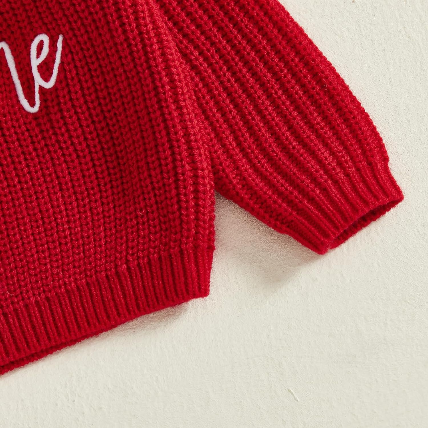 Toddler Valentine's Day Outfit Letters Embroidery Knit Sweater Oversized Long Sleeve Knitted Pullover Sweatshirt - Image 6