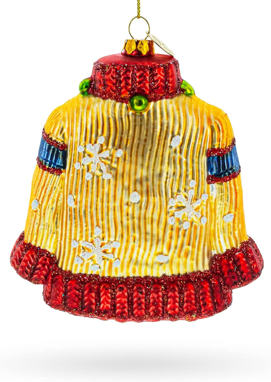 Festive Holiday Sweater Blown Glass Christmas Ornament - Image 7