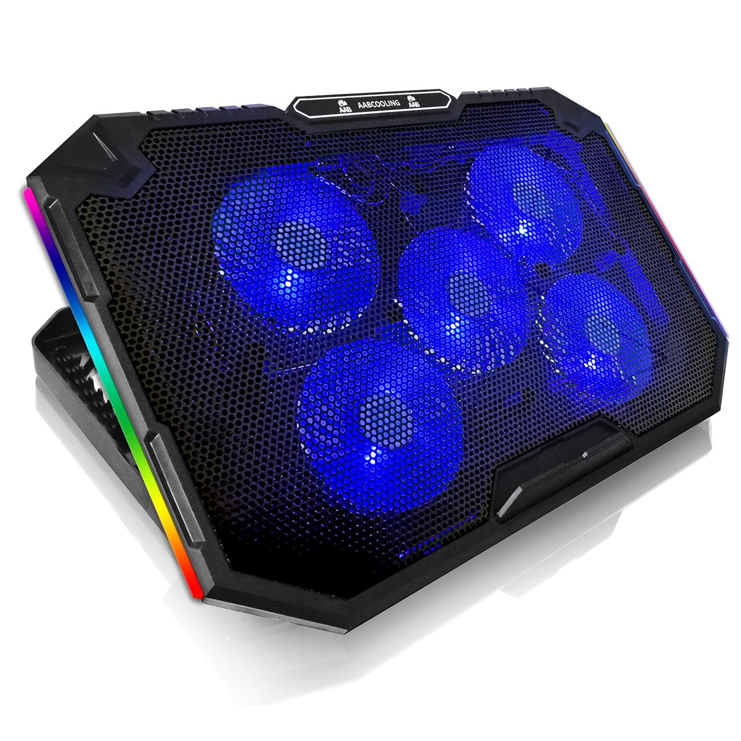 AABCOOLING Elektra - Podstawka do laptopa z 5 wentylatorami, podstawa chłodząca, chłodzenie notebooka, dobra wydajność i niski poziom hałasu, do laptopa 10~17", 7-stopniowy kąt, podświetlenie RGB