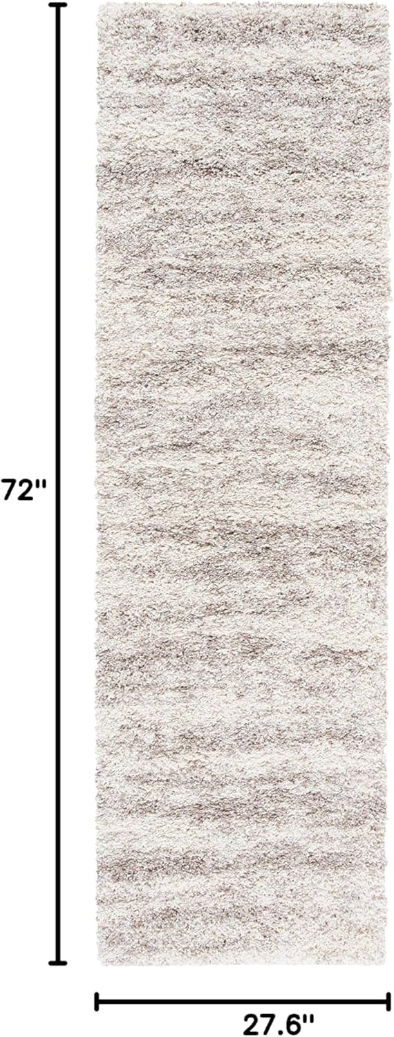 SAFAVIEH Hudson Shag Collection Runner Rug - 2'3" x 6', Ivory & Beige, Modern Design, Non-Shedding & Easy Care, 2-inch Thick Ideal for High Traffic Areas in Living Room, Bedroom (SGH206B)