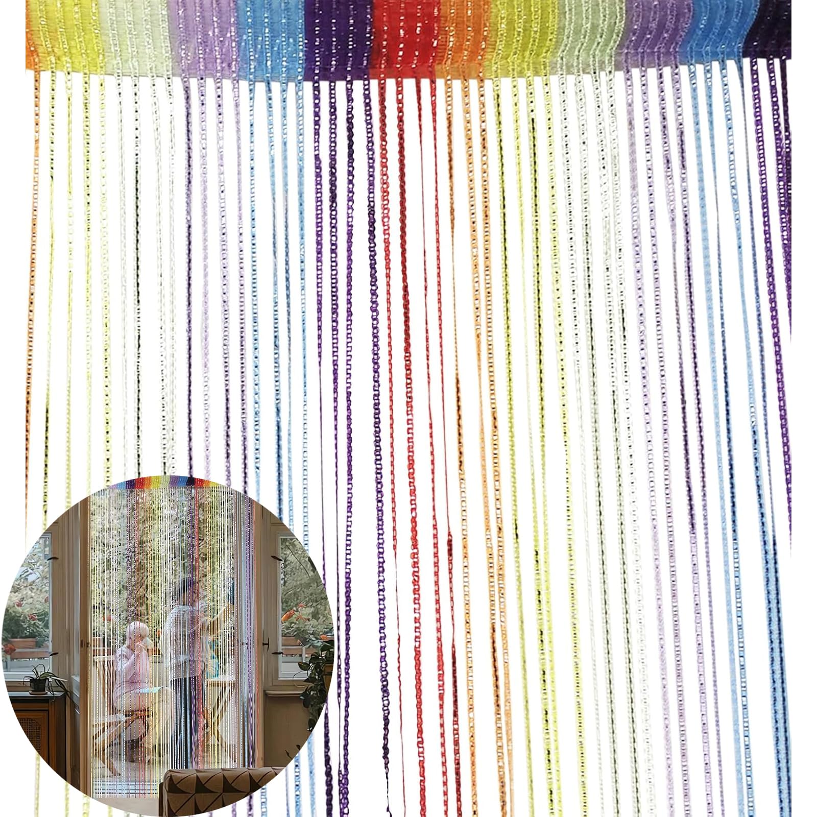 Cortina para puerta o ventana, 200 x 100 cm, multicolor
