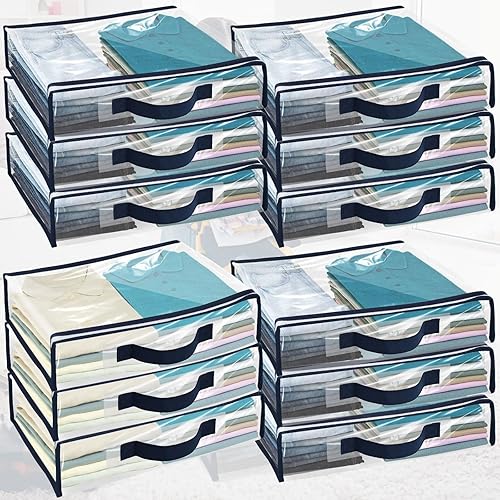 Miniatura 1 de Paquete de 12 organizadores y almacenamiento de sábanas, contenedores plegables de plástico para mantas, mantas, ropa y ropa de cama, transpirables