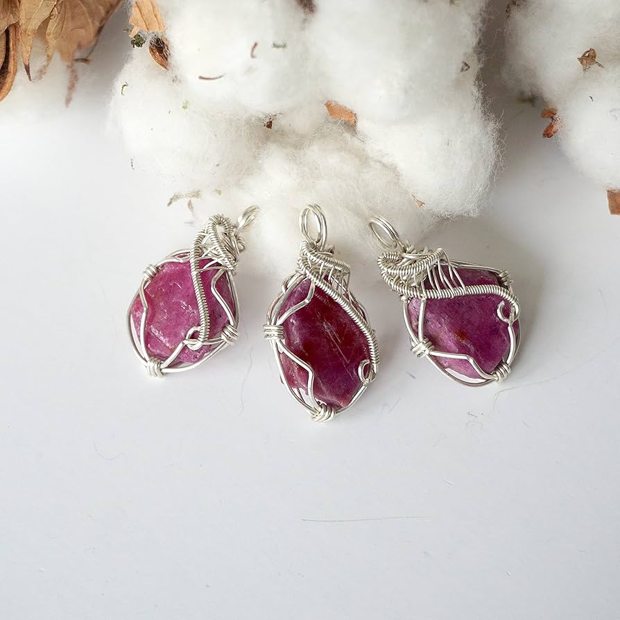 Designs by Nature Gems Raw Pink Ruby Necklace, July