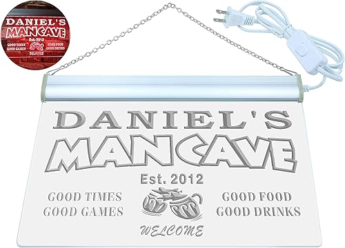 Vista 13 de ADVPRO - Cartel de neón para nombre y fecha personalizados, bar para hombres «Daniel´s», st4-x0012-tm Rojo