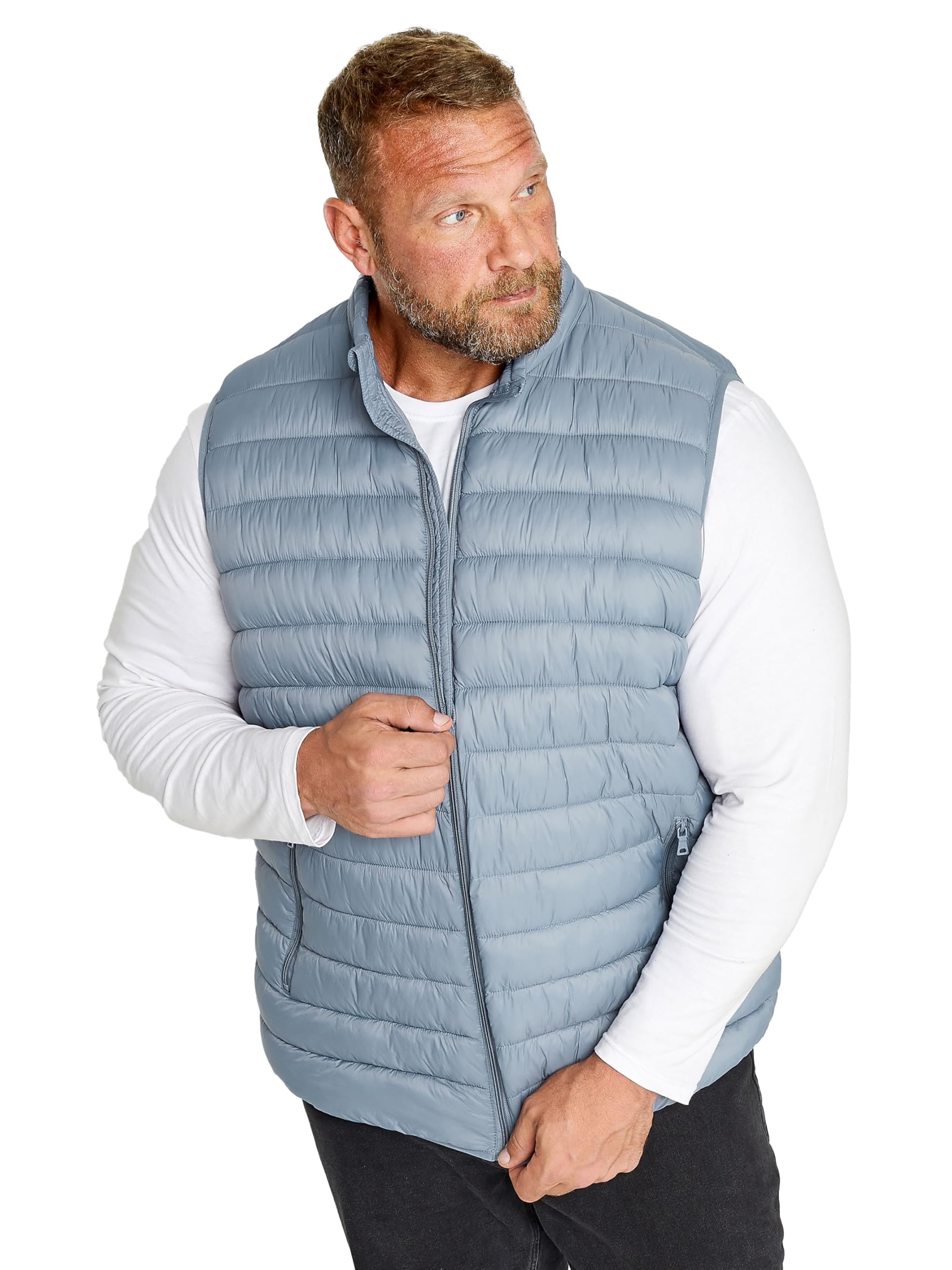 BadRhino Big & Tall Light Puffer Gilet - Men's - Plus Size Curve Blue