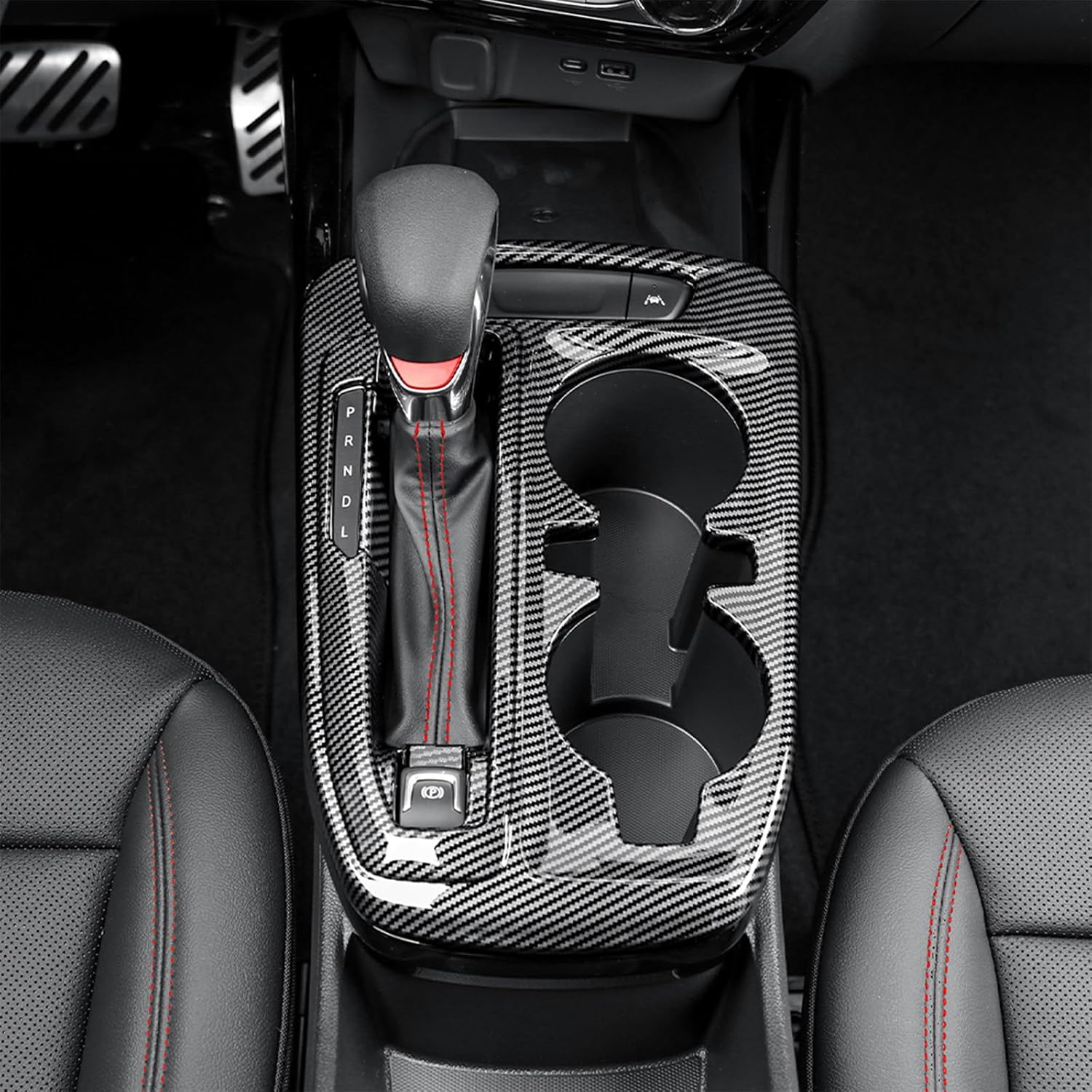 Center Console Gear Shift Panel Frame Cover Trim,Car Gear Shift Knob Console,Panel Trims,Cup Holder Frame Cover,Compatible with Chevy Trax 2024-2025 Accessories (Carbon Fiber Pattern)